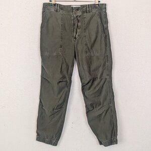COH Agni Utility Cropped Trouser Button Fly Jean in Tea Leaf Green